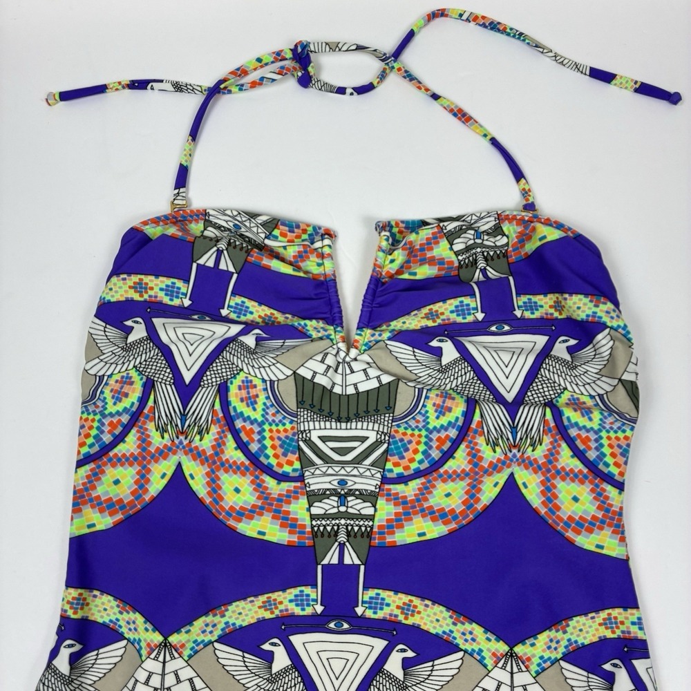 Mara Hoffman Swimsuit One Piece Sz M Purple Colorful Novelty Print Designer - Picture 3 of 8